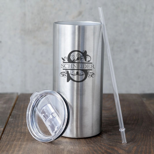 Custom Monogramed 20 Oz Thick Stainless Steel Tumbler