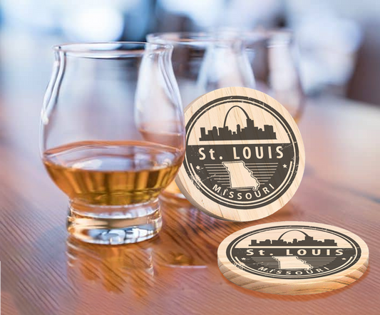 St. Louis Missouri Round Wood Coaster (set of 4)