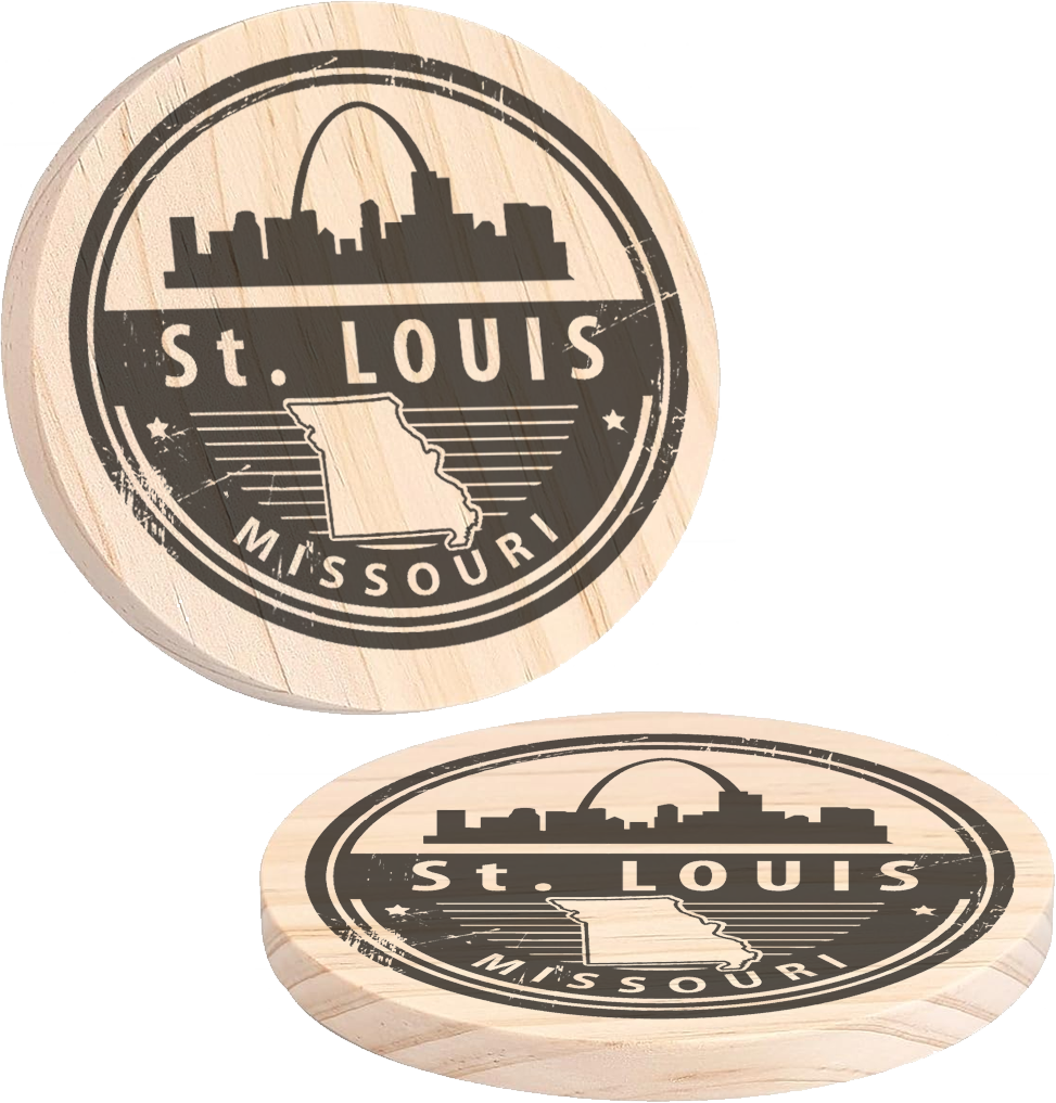 St. Louis Missouri Round Wood Coaster (set of 4)