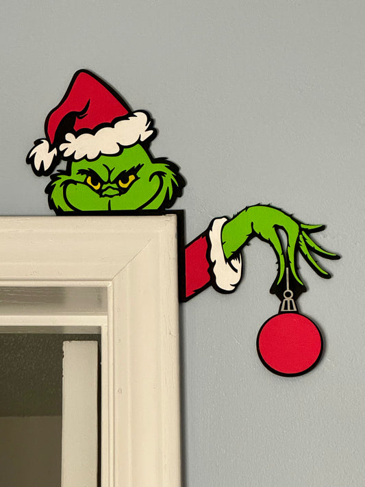 Grinch Door Corner Christmas Decoration