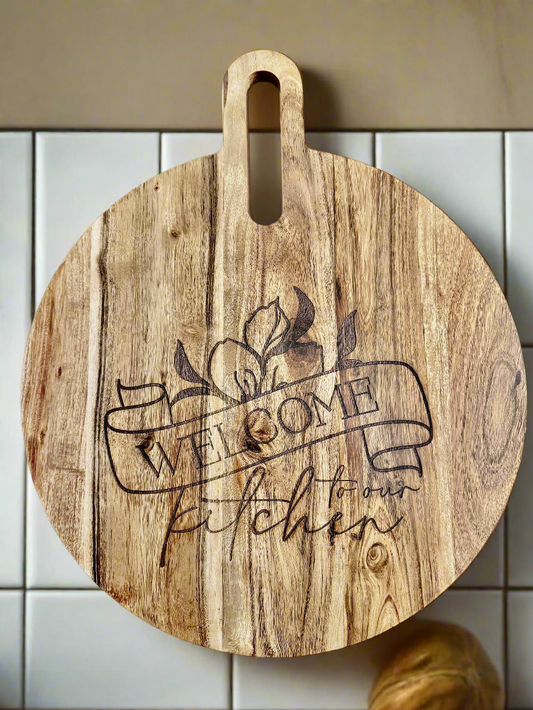 Cutting Board/Acacia/Round/Welcome