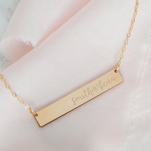 Personalized Name Gold Bar Necklace