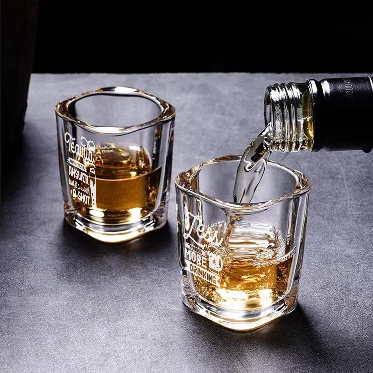 Set of 6 Engraved Square Shot Glasses