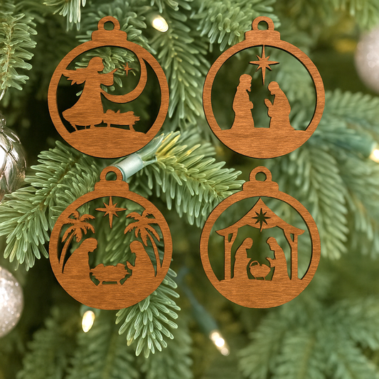 Wood Nativity Scene Christmas Ornament