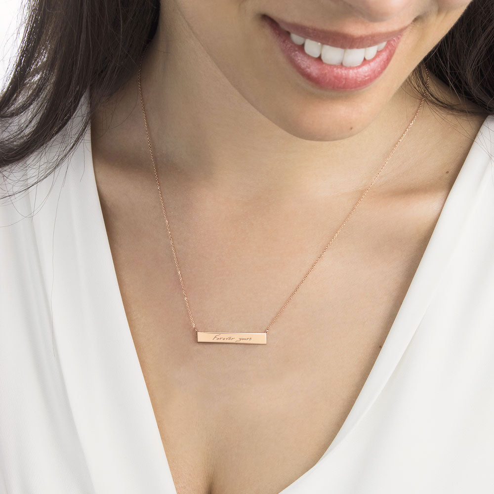 Personalized Name Rose Gold Bar Necklace