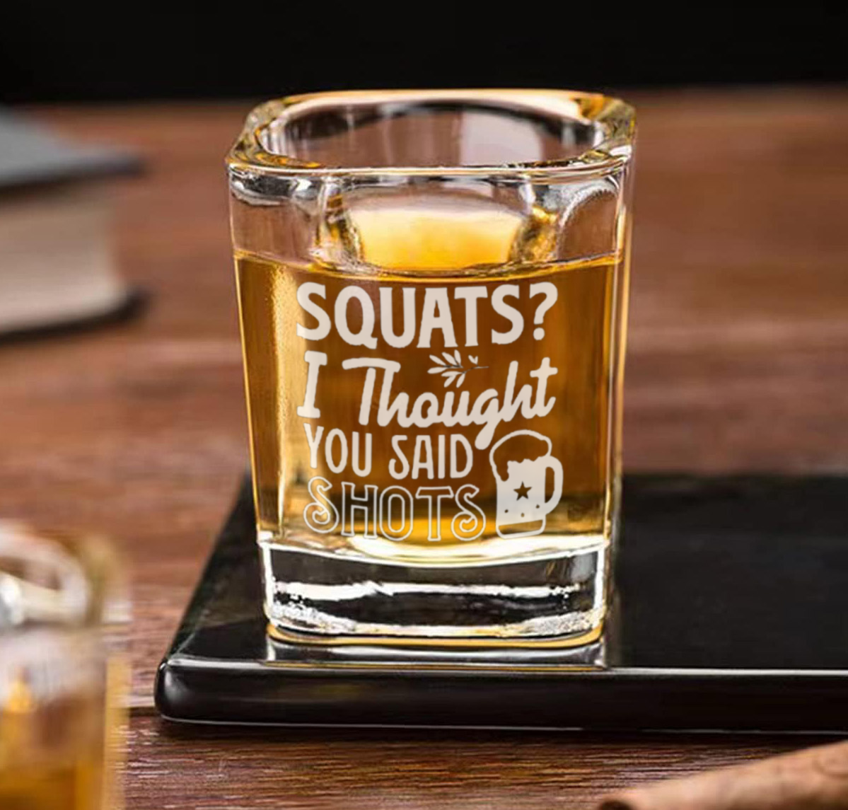 Set of 6 Engraved Square Shot Glasses